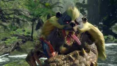 Arzuros introduction in Monster Hunter Rise and Tetranadon CB gameplay