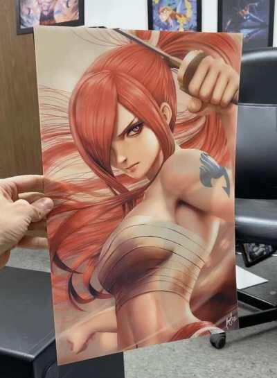 [Anime] My Erza Requip Armor 3D Lenticular Fan Artwork ... hand drawn & self-produced!
