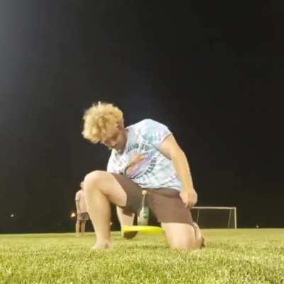 HMB while I bottle flip with a frisbee