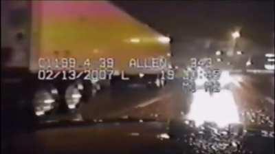 Semi truck crashes into a crash scene (Feb. 2007) (Erlanger, KY) (Full clip is in the comments)