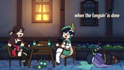 Venti and Beidou singing 