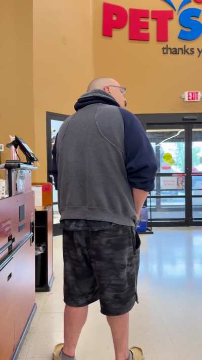 Unhappy fish enthusiast in petsmart