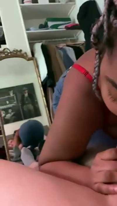 Still not sure what pleased him more...having my mouth on his dick or watching my ass in the mirror🥵