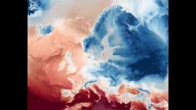 [OC] Temperature over Europe for 2.5 months simulated by 4 km resolution atmospheric model