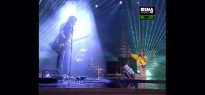 Anyone remember that time when Borat crawled onto the stage and caused them to stop playing?