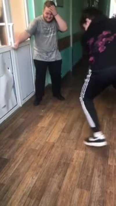 trying to open the door