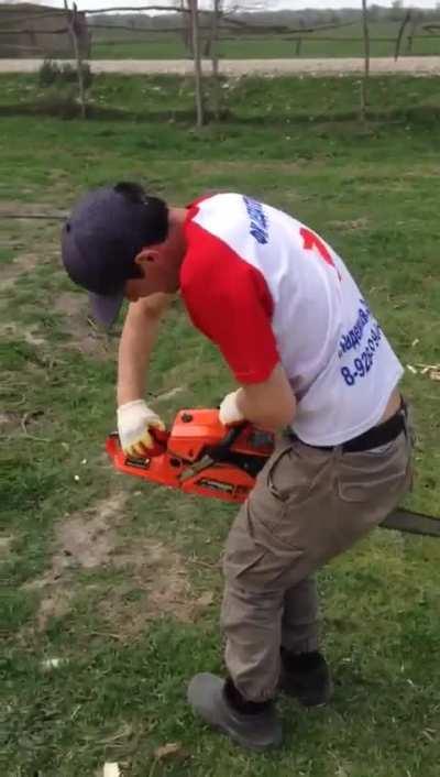 How do you start the chainsaw?