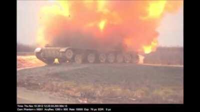 US Marine M1A1s destroying old Russian 2S3 Akatsiya 152.4mm self-propelled guns with HE-MP-T rounds