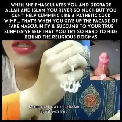 She is pressing all the right buttons to turn you into a submissive muslim cuck bitch. (For voice click 