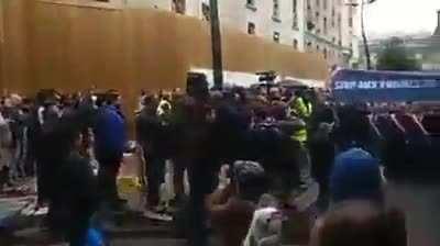As Muslims did Namaz on roads, blocking streets, they were met with equally loud singing of the French National Anthem by French citizens