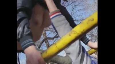 Flashed athletic girl's boobs