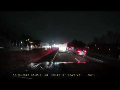 Guy on I-20 Atlanta 5:35 a.m. trying to get into moving vehicles