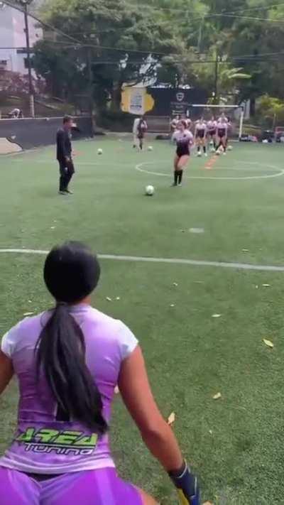 Goalie blocking shots.