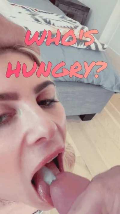 Get on your knees to show daddy you're hungry