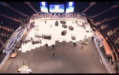 Basketball court to Ice Rink in same day.