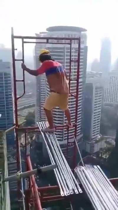 Good thing he has that hardhat