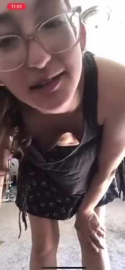 Girl with Glasses Deep Downblouse