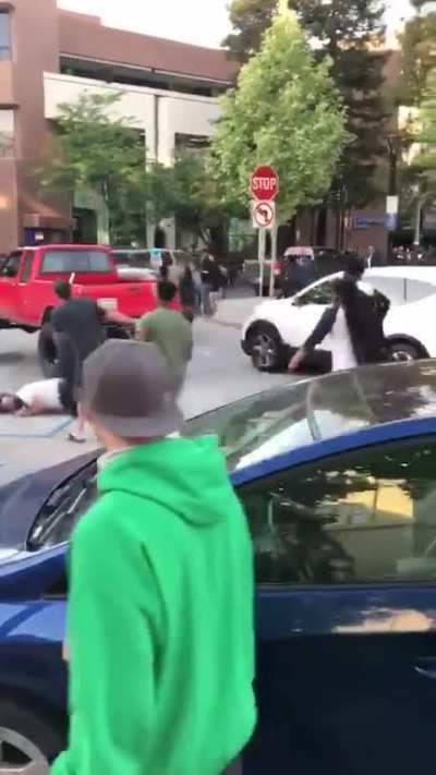 Truck runs through a protest