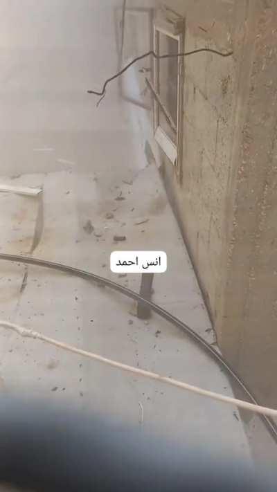 Israeli airstrike as seen from an alley in Khan Yunis, Gaza Strip