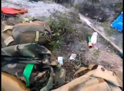 Ukrainian soldiers are fighting the enemy at a height. Siversky Donets River, near Bilohorivka.