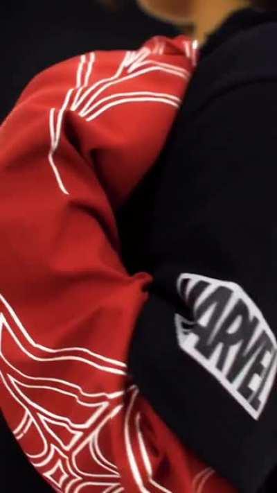 Rae modeling Jamie's new merch