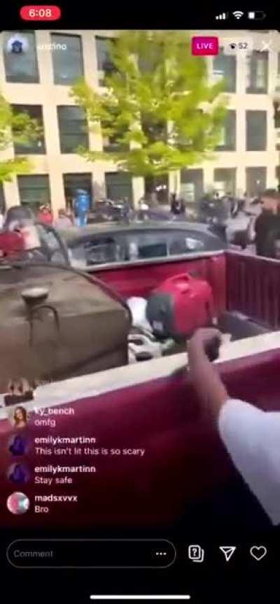 MAN USES HUNTING BOW ON PROTESTERS... Gets Swarmed, Car Burned