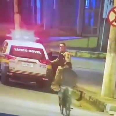 I will throw rock at cop car