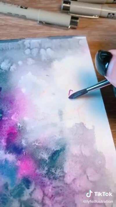 Chameleon helps with a painting