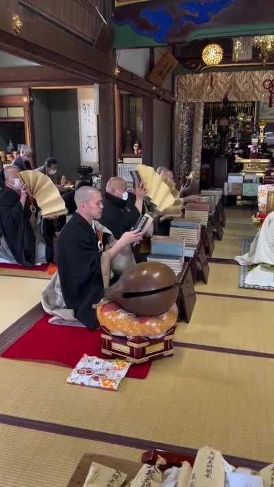 Japanese monks are chanting