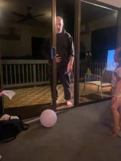 Letting gran pa skip rope on the deck