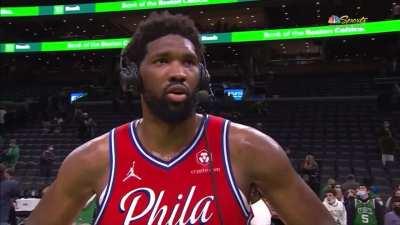 [Highlight] Embiid on late-game full court steal: “I always said that if I played American Football I’d be a cornerback, so I used my ball-hawk abilities.”