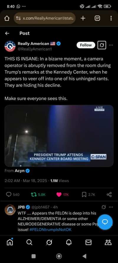 Dementia Don - camera man removed from the room as Trump starts rambling