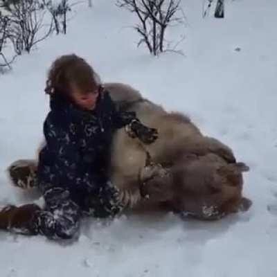 Just a woman and her bear pet