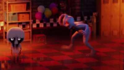 Vanny casually approaching the child.