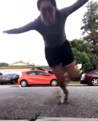 WCGW trying a skateboard trick too close to the curb