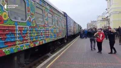 The first train from Kyiv to Kherson after they are liberated