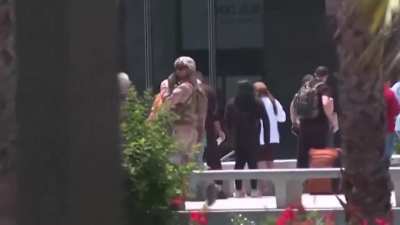 United States Marines carry out the first known detention of a civilian in Los Angeles. The man who was detained was later identified as an army veteran.