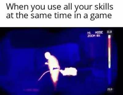 when you use all your abilities at once in an rpg