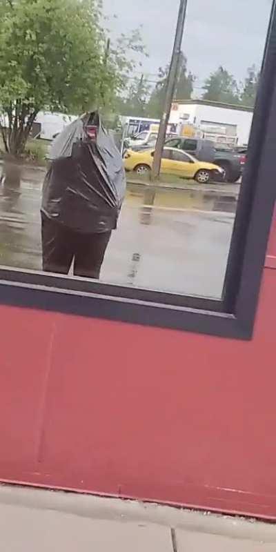 Raining too hard on my way to work.