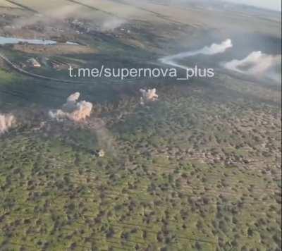 RU armored column at Klishivka met with Artillery fire