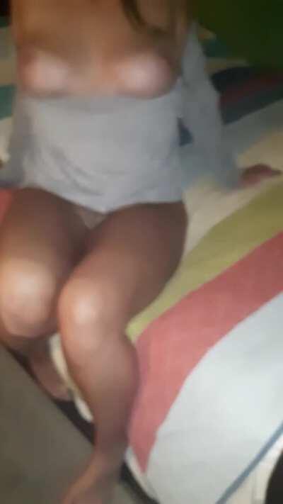 My husband is working 3rd shift tonight, come over and bring a friend or two...[F36]