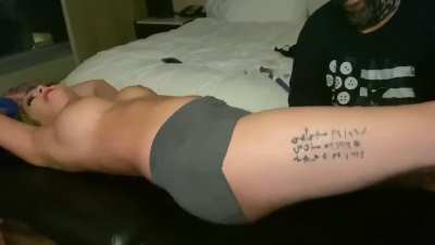 Bella ink bound, topless and tickled 