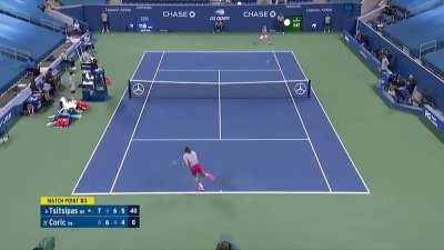 Borna Coric was down against Stefanos Tsitsipas 6:7(2) 6:4 4:6 1:5 and won the match🔥. 🎬All 6 Tsitsipas’s match points that Borna Coric won back.