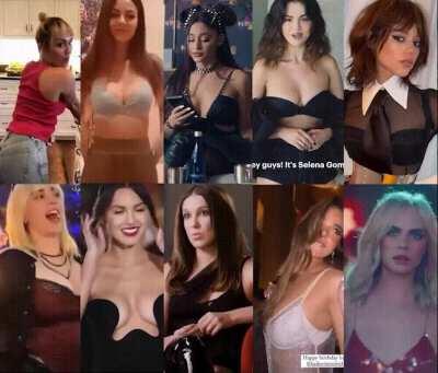 Which hot brat will turn you into her submissive toy for tonight's New Year's Eve? How would you worship your bratty Mistress? - Miley Cyrus, Victoria Justice, Ariana Grande, Selena Gomez, Jenna Ortega, Billie Eilish, Olivia Rodrigo, Millie Bobby Brown, H