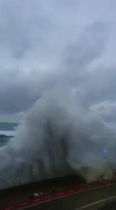 A Colossal Wave Crashing In San Sebastian, Spain.