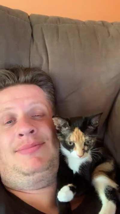 This is Luna. I “adopted” her from the corner store garbage can. She’s been obsessed with me ever since.