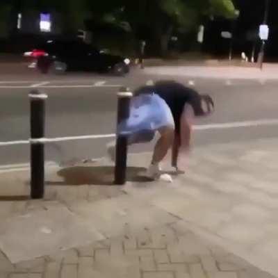 Hopping over bollards