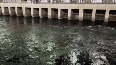 The turbines running tonight at Hoover Dam