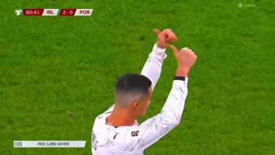 Irish fans going berserk after Ronaldo gets red