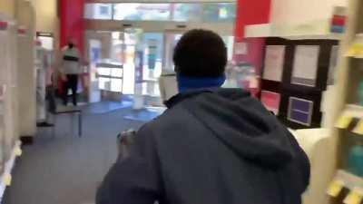 Theft under 1000 has been decriminalized in California... (security guard shrugs)